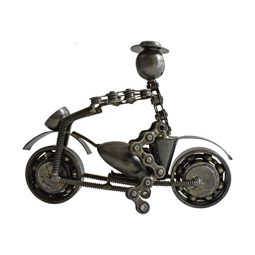 Recycled Motor Bike with Rider